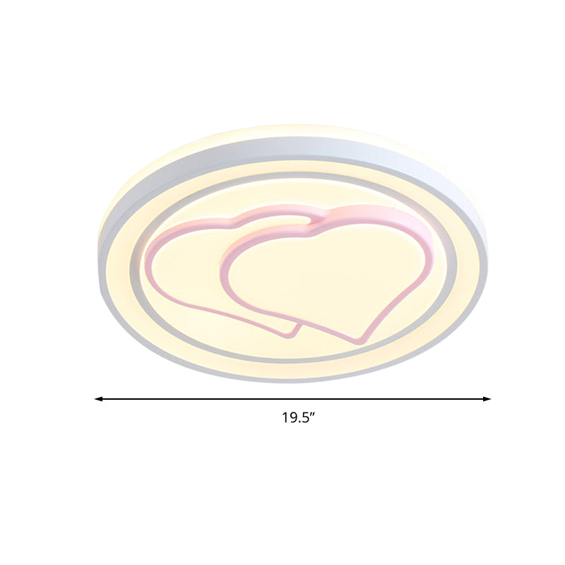 Girls Bedroom Circle Flush Ceiling Light with Cute Pattern Acrylic Cartoon LED Ceiling Lamp in Pink Clearhalo 'Ceiling Lights' 'Close To Ceiling Lights' 'Close to ceiling' 'Flush mount' Lighting' 199051