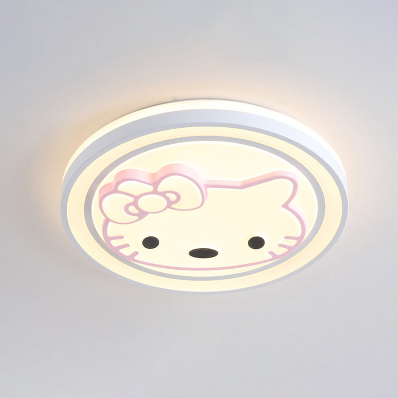 Girls Bedroom Circle Flush Ceiling Light with Cute Pattern Acrylic Cartoon LED Ceiling Lamp in Pink Clearhalo 'Ceiling Lights' 'Close To Ceiling Lights' 'Close to ceiling' 'Flush mount' Lighting' 199053