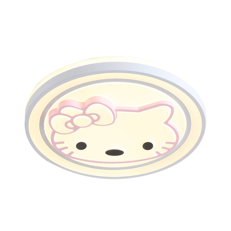 Girls Bedroom Circle Flush Ceiling Light with Cute Pattern Acrylic Cartoon LED Ceiling Lamp in Pink Clearhalo 'Ceiling Lights' 'Close To Ceiling Lights' 'Close to ceiling' 'Flush mount' Lighting' 199054