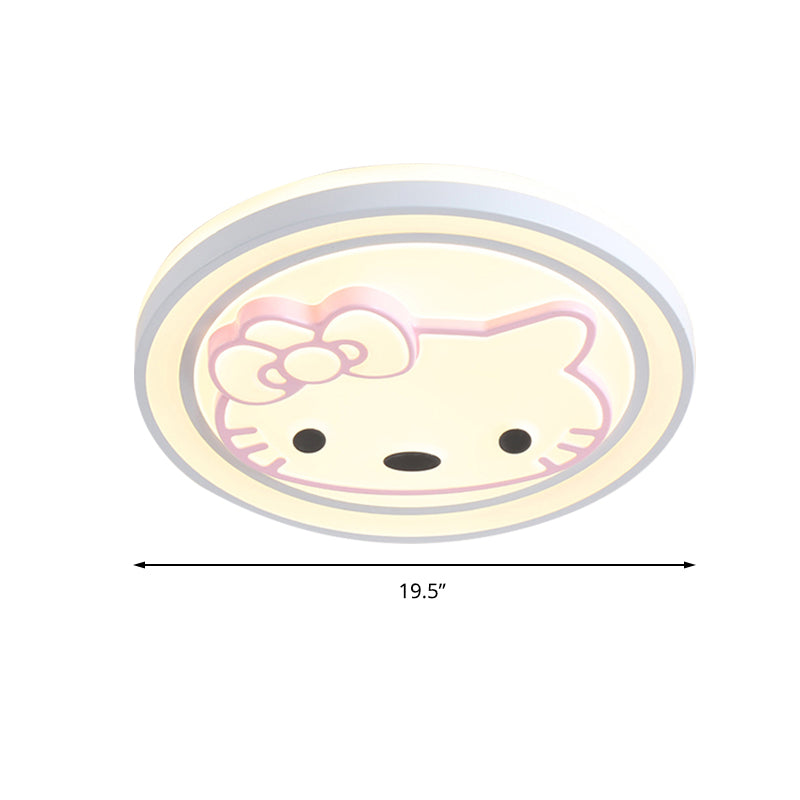 Girls Bedroom Circle Flush Ceiling Light with Cute Pattern Acrylic Cartoon LED Ceiling Lamp in Pink Clearhalo 'Ceiling Lights' 'Close To Ceiling Lights' 'Close to ceiling' 'Flush mount' Lighting' 199055