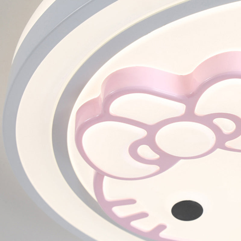 Girls Bedroom Circle Flush Ceiling Light with Cute Pattern Acrylic Cartoon LED Ceiling Lamp in Pink Clearhalo 'Ceiling Lights' 'Close To Ceiling Lights' 'Close to ceiling' 'Flush mount' Lighting' 199056