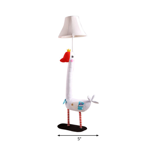 Animal Long Neck Goose Floor Light 1 Head Fabric Floor Lamp in White for Child Bedroom Clearhalo 'Floor Lamps' 'Lamps' Lighting' 199093