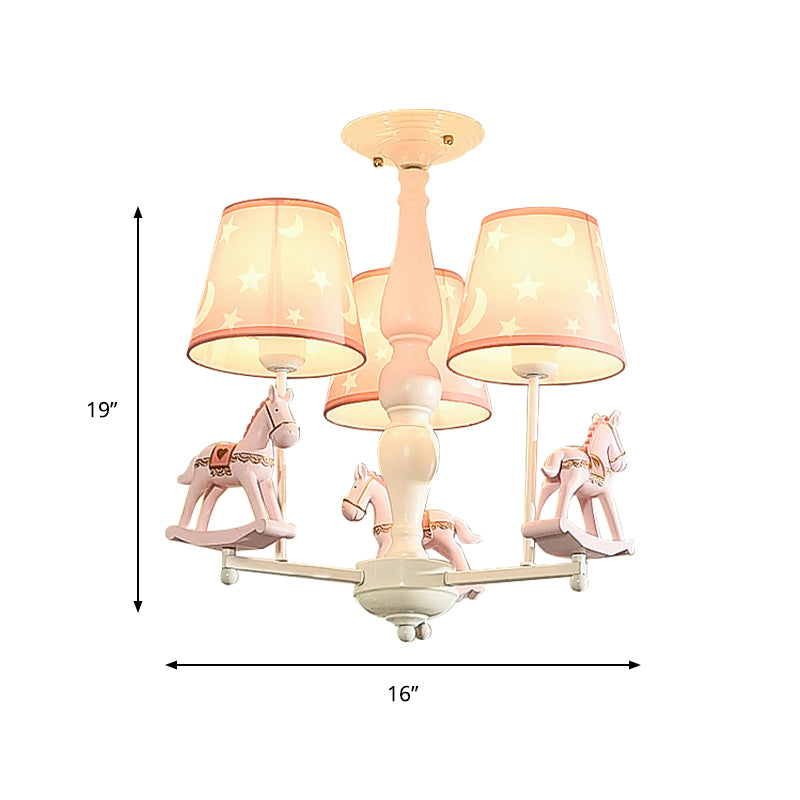 Modern Style Horse Hanging Lamp with Star Fabric Hanging Chandelier for Nursing Room Clearhalo 'Ceiling Lights' 'Chandeliers' Lighting' options 199257