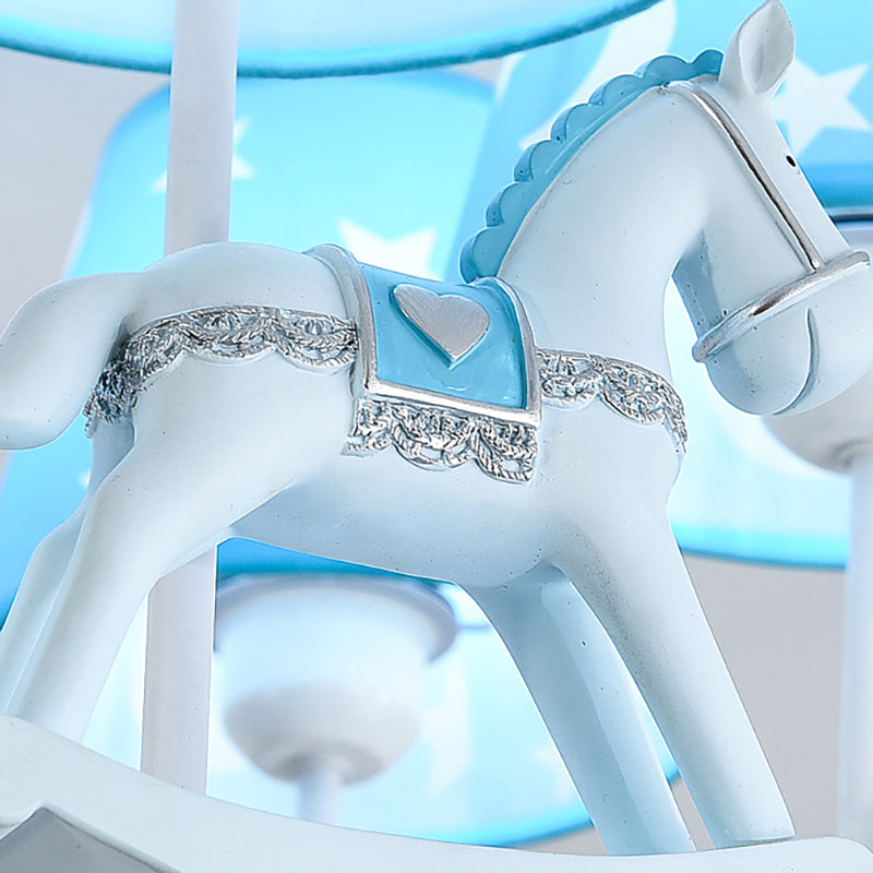 Modern Style Horse Hanging Lamp with Star Fabric Hanging Chandelier for Nursing Room Clearhalo 'Ceiling Lights' 'Chandeliers' Lighting' options 199266