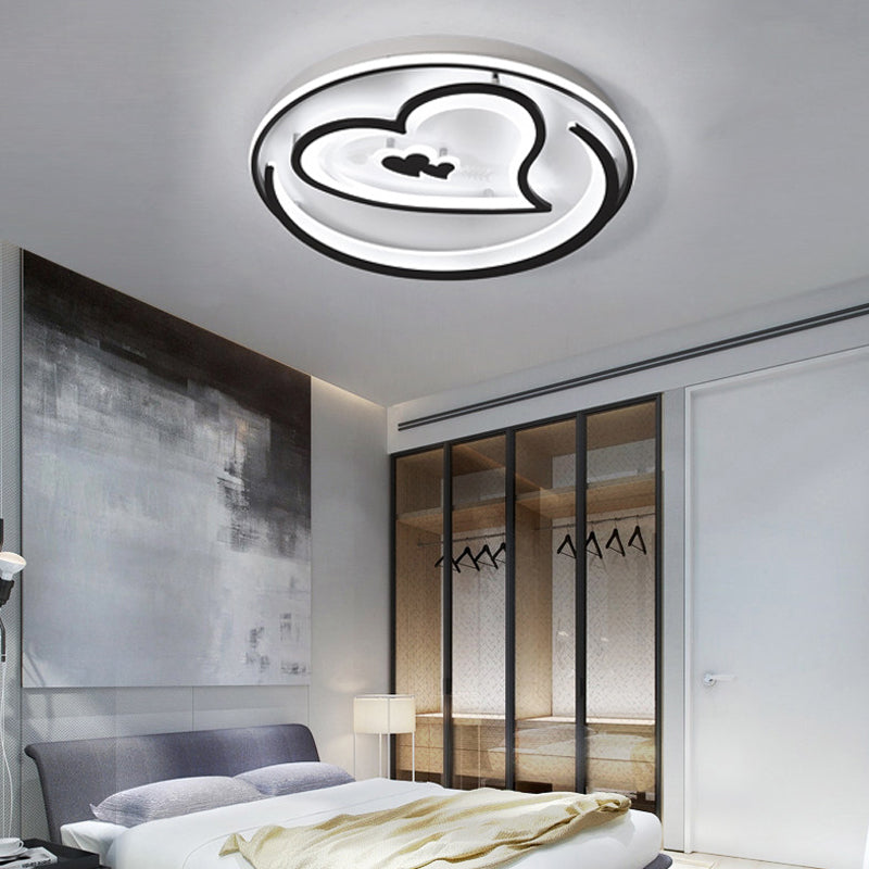 Acrylic Loving Heart Ceiling Fixture Hotel Restaurant Nordic Style LED Flush Ceiling Light in Black Black White Clearhalo 'Ceiling Lights' 'Close To Ceiling Lights' 'Close to ceiling' 'Flush mount' Lighting' 199330