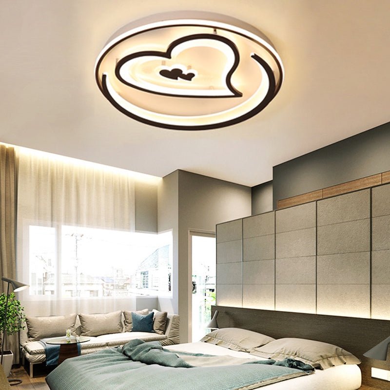 Acrylic Loving Heart Ceiling Fixture Hotel Restaurant Nordic Style LED Flush Ceiling Light in Black Black Warm Clearhalo 'Ceiling Lights' 'Close To Ceiling Lights' 'Close to ceiling' 'Flush mount' Lighting' 199331