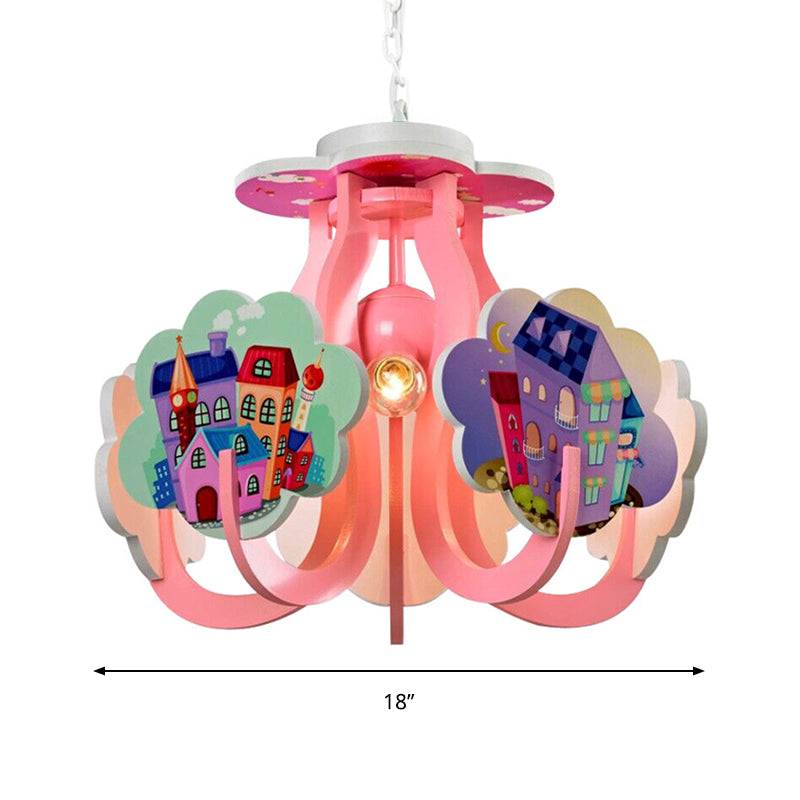 Cartoon Hanging Lamp Fixture with Tapered Shade Fabric Hanging Lights for Kindergarten Clearhalo 'Ceiling Lights' 'Chandeliers' Lighting' options 199465
