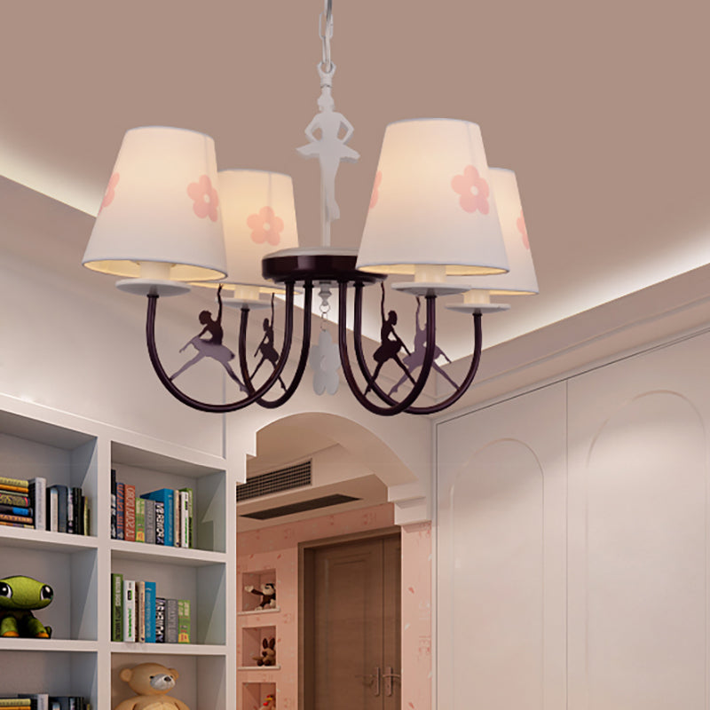 White Hanging Lamp with Flowers Modern Fabric Hanging Chandelier for Living Room Clearhalo 'Ceiling Lights' 'Chandeliers' Lighting' options 199492