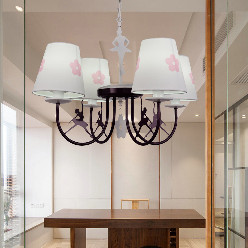 White Hanging Lamp with Flowers Modern Fabric Hanging Chandelier for Living Room Clearhalo 'Ceiling Lights' 'Chandeliers' Lighting' options 199493