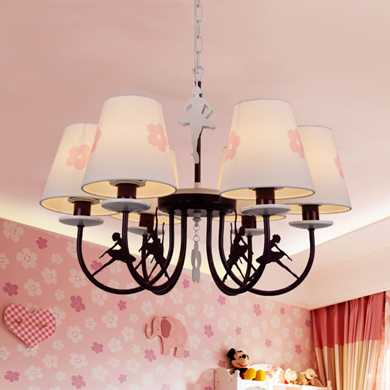 White Hanging Lamp with Flowers Modern Fabric Hanging Chandelier for Living Room Clearhalo 'Ceiling Lights' 'Chandeliers' Lighting' options 199496