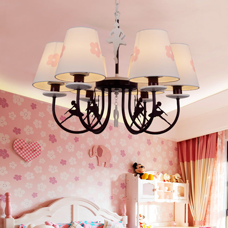 White Hanging Lamp with Flowers Modern Fabric Hanging Chandelier for Living Room Clearhalo 'Ceiling Lights' 'Chandeliers' Lighting' options 199497