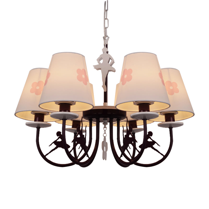 White Hanging Lamp with Flowers Modern Fabric Hanging Chandelier for Living Room Clearhalo 'Ceiling Lights' 'Chandeliers' Lighting' options 199498