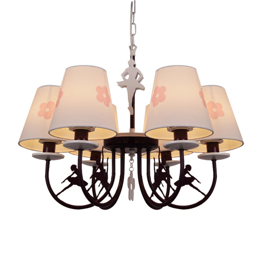 White Hanging Lamp with Flowers Modern Fabric Hanging Chandelier for Living Room Clearhalo 'Ceiling Lights' 'Chandeliers' Lighting' options 199498