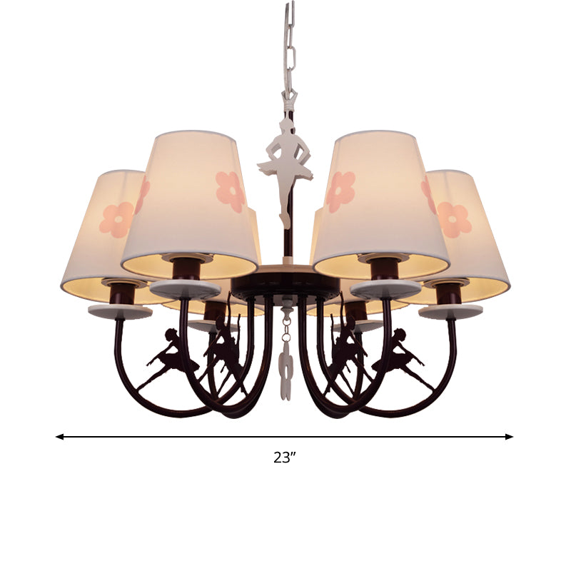 White Hanging Lamp with Flowers Modern Fabric Hanging Chandelier for Living Room Clearhalo 'Ceiling Lights' 'Chandeliers' Lighting' options 199499