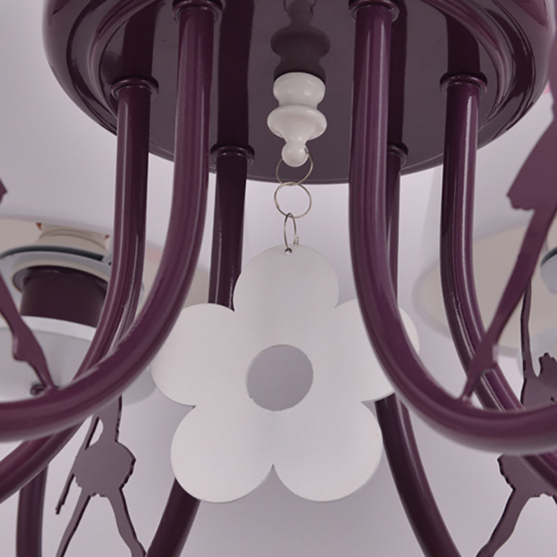 White Hanging Lamp with Flowers Modern Fabric Hanging Chandelier for Living Room Clearhalo 'Ceiling Lights' 'Chandeliers' Lighting' options 199501