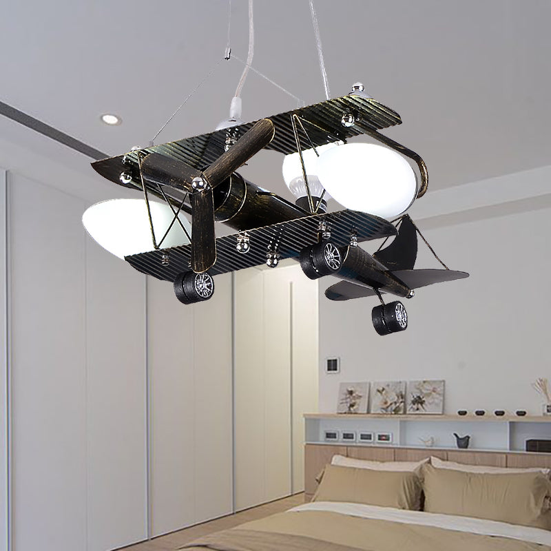 Modern Fighter Plane Hanging Lights Metal Chandelier in Bronze for Kid Bedroom Clearhalo 'Ceiling Lights' 'Chandeliers' Lighting' options 199692