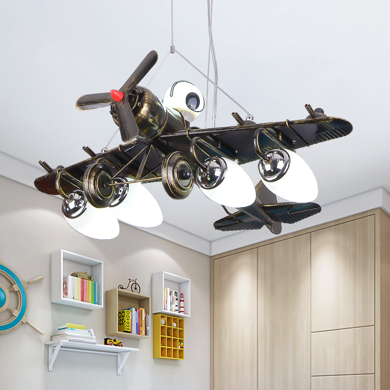 Modern Fighter Plane Hanging Lights Metal Chandelier in Bronze for Kid Bedroom Clearhalo 'Ceiling Lights' 'Chandeliers' Lighting' options 199696