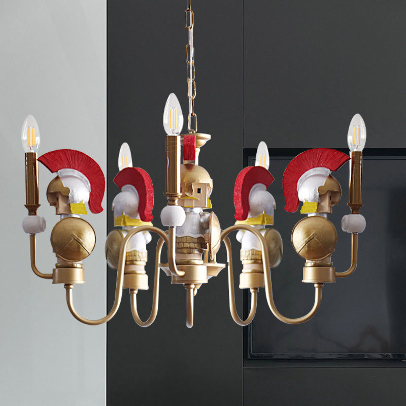 Soldier Living Room Hanging Ceiling Lamp Iron Art Deco Hanging Light Fixtures in Gold Gold Clearhalo 'Ceiling Lights' 'Chandeliers' Lighting' options 199745_6f09fbe3-6dc2-42e0-a051-055e90aa52e6