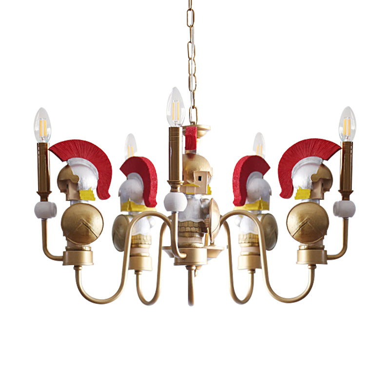 Soldier Living Room Hanging Ceiling Lamp Iron Art Deco Hanging Light Fixtures in Gold Clearhalo 'Ceiling Lights' 'Chandeliers' Lighting' options 199747