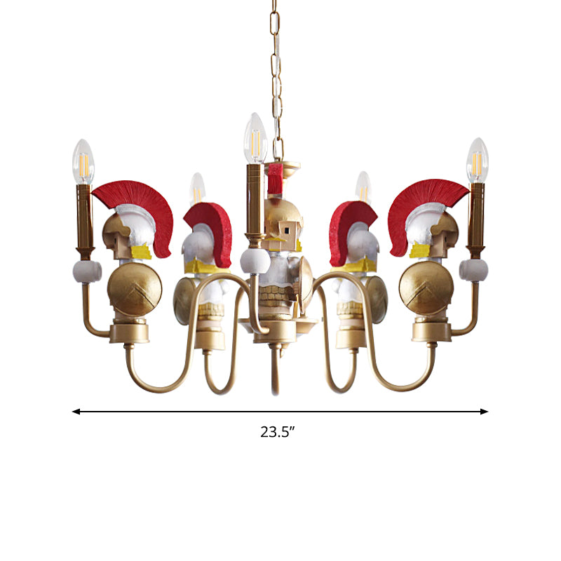 Soldier Living Room Hanging Ceiling Lamp Iron Art Deco Hanging Light Fixtures in Gold Clearhalo 'Ceiling Lights' 'Chandeliers' Lighting' options 199748