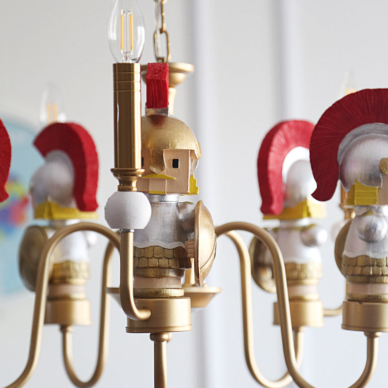 Soldier Living Room Hanging Ceiling Lamp Iron Art Deco Hanging Light Fixtures in Gold Clearhalo 'Ceiling Lights' 'Chandeliers' Lighting' options 199750