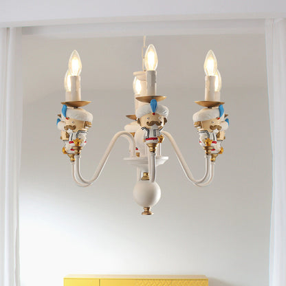 White Cartoon Man Hanging Lights Metal Lovely Hanging Chandelier for Dining Room White Clearhalo 'Ceiling Lights' 'Chandeliers' Lighting' options 199759_adb03497-8eb3-4f46-9024-b1857a8842b2