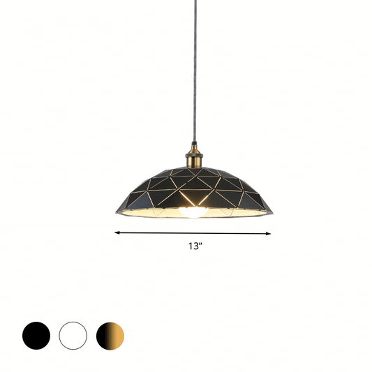 1 Light Dome Suspension Lamp Industrial Black/White Metal Pendant Light for Living Room, 13"/16"/19.5" Wide Clearhalo 'Art Deco Pendants' 'Black' 'Cast Iron' 'Ceiling Lights' 'Ceramic' 'Crystal' 'Industrial Pendants' 'Industrial' 'Metal' 'Middle Century Pendants' 'Pendant Lights' 'Pendants' 'Rustic Pendants' 'Tiffany' Lighting' 1_3d93be39-4565-4b7f-8aef-504116a30a14