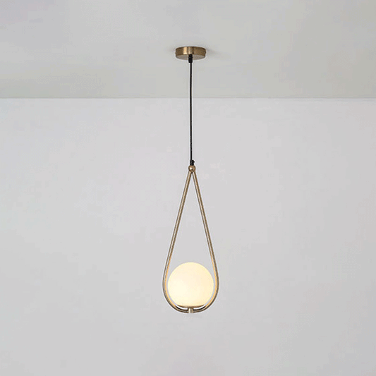 Metal Teardrop Hanging Ceiling Light Minimalism 1 Bulb Brass Finish Drop Pendant with Ball Cream Glass Shade Clearhalo 'Ceiling Lights' 'Modern Pendants' 'Modern' 'Pendant Lights' 'Pendants' Lighting' 1_48ac629c-3326-4c2c-80d6-a2d52aaeaf2c