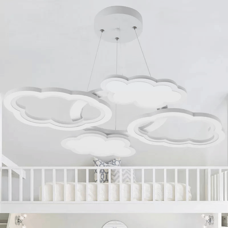 Cloud Ceiling Pendant Light Nordic Acrylic LED White Chandelier Lamp for Bedroom, Warm/White Light White White Clearhalo 'Ceiling Lights' 'Chandeliers' Lighting' options 2