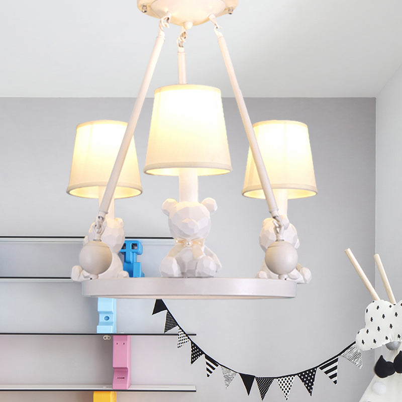 Nordic Hanging Light Fixtures with Tapered Shade Fabric Hanging Chandelier for Bedroom 3 White Clearhalo 'Ceiling Lights' 'Chandeliers' Lighting' options 200259_9605c215-9dd4-4774-8032-219a9637e7e2