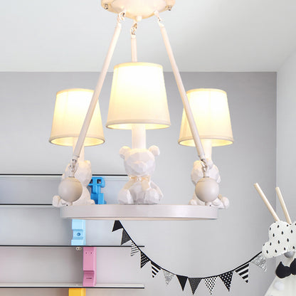 Nordic Hanging Light Fixtures with Tapered Shade Fabric Hanging Chandelier for Bedroom 3 White Clearhalo 'Ceiling Lights' 'Chandeliers' Lighting' options 200259_9605c215-9dd4-4774-8032-219a9637e7e2