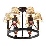 Living Room Tapered Shade Hanging Lamp Fixture Fabric 6 Lights Nordic Chandelier Clearhalo 'Ceiling Lights' 'Chandeliers' Lighting' options 200293