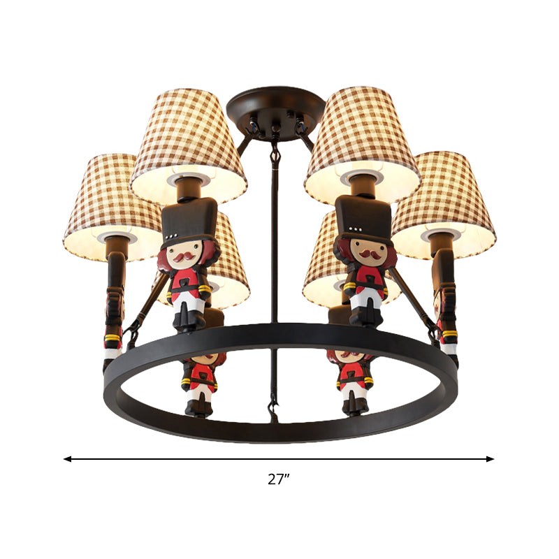 Living Room Tapered Shade Hanging Lamp Fixture Fabric 6 Lights Nordic Chandelier Clearhalo 'Ceiling Lights' 'Chandeliers' Lighting' options 200294