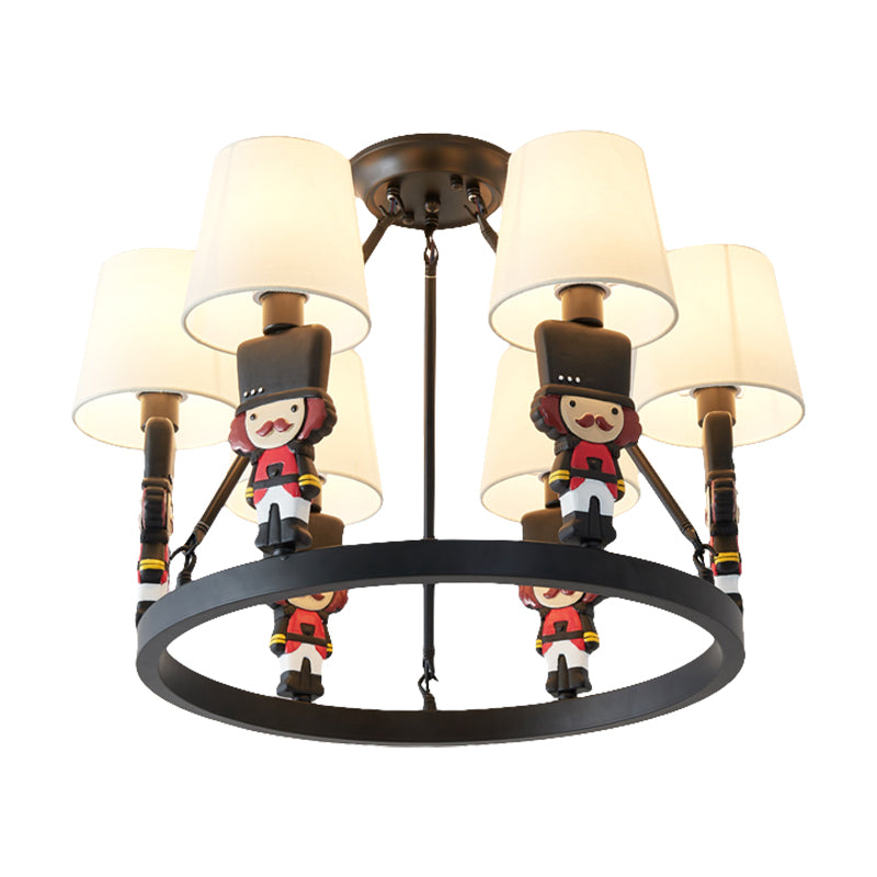 Living Room Tapered Shade Hanging Lamp Fixture Fabric 6 Lights Nordic Chandelier Clearhalo 'Ceiling Lights' 'Chandeliers' Lighting' options 200299