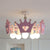 Pink Crown Hanging Chandelier Art Deco Wooden Hanging Pendant Lights for Bedroom Pink Clearhalo 'Ceiling Lights' 'Chandeliers' Lighting' options 200309_fd1a175d-343b-47ac-8c25-f91582fb6ec4