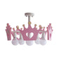 Pink Crown Hanging Chandelier Art Deco Wooden Hanging Pendant Lights for Bedroom Clearhalo 'Ceiling Lights' 'Chandeliers' Lighting' options 200311