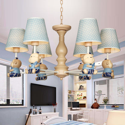 Animal-Themed Monkey Hanging Light Fabric and Resin Hanging Chandelier in Blue for Bedroom 6 Blue Clearhalo 'Ceiling Lights' 'Chandeliers' Lighting' options 200431_6e89a14c-b944-4519-8cb0-759711fe5fcd