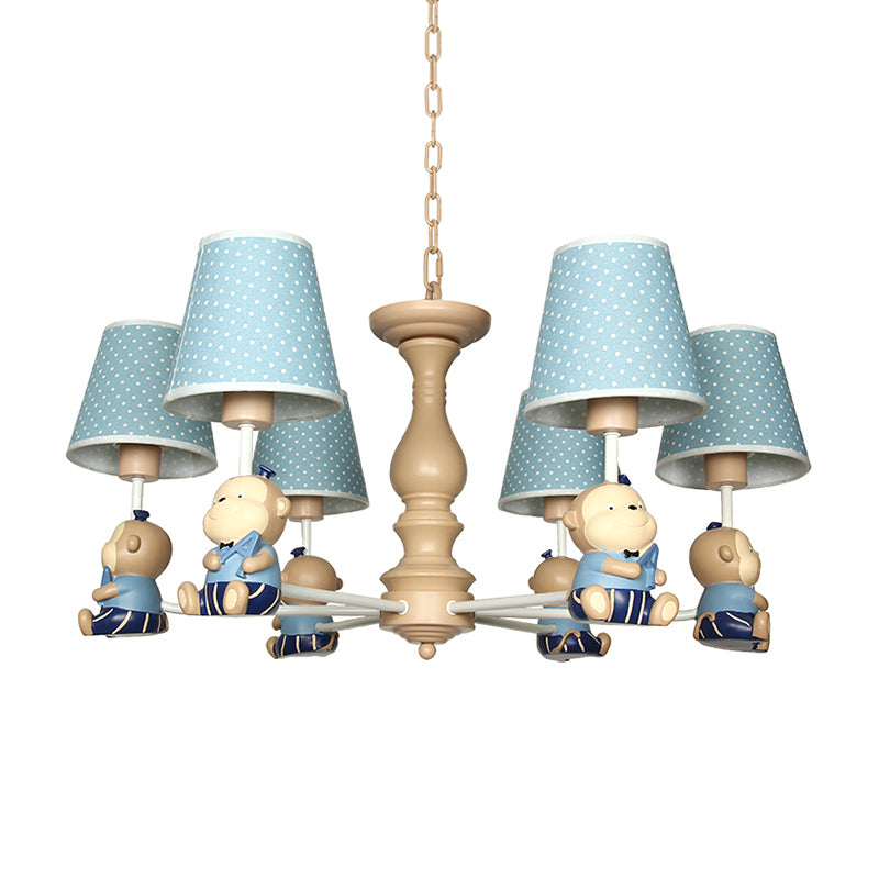 Animal-Themed Monkey Hanging Light Fabric and Resin Hanging Chandelier in Blue for Bedroom Clearhalo 'Ceiling Lights' 'Chandeliers' Lighting' options 200433
