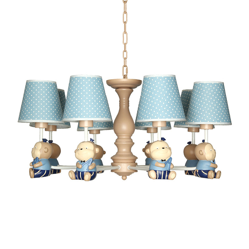 Animal-Themed Monkey Hanging Light Fabric and Resin Hanging Chandelier in Blue for Bedroom Clearhalo 'Ceiling Lights' 'Chandeliers' Lighting' options 200437