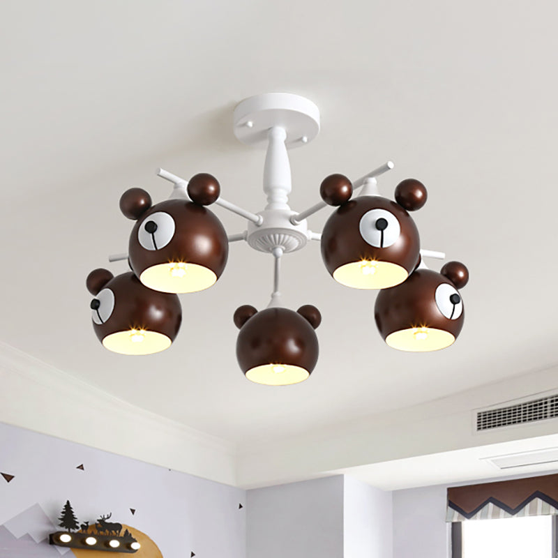 Nordic Mouse Pendant Lights 5/6 Lights Metal Hanging Lamp Fixture for Bedroom 5 Brown Clearhalo 'Ceiling Lights' 'Chandeliers' Lighting' options 200508_68dfb10f-d9ee-4ee3-9c7b-4619c8ad006b