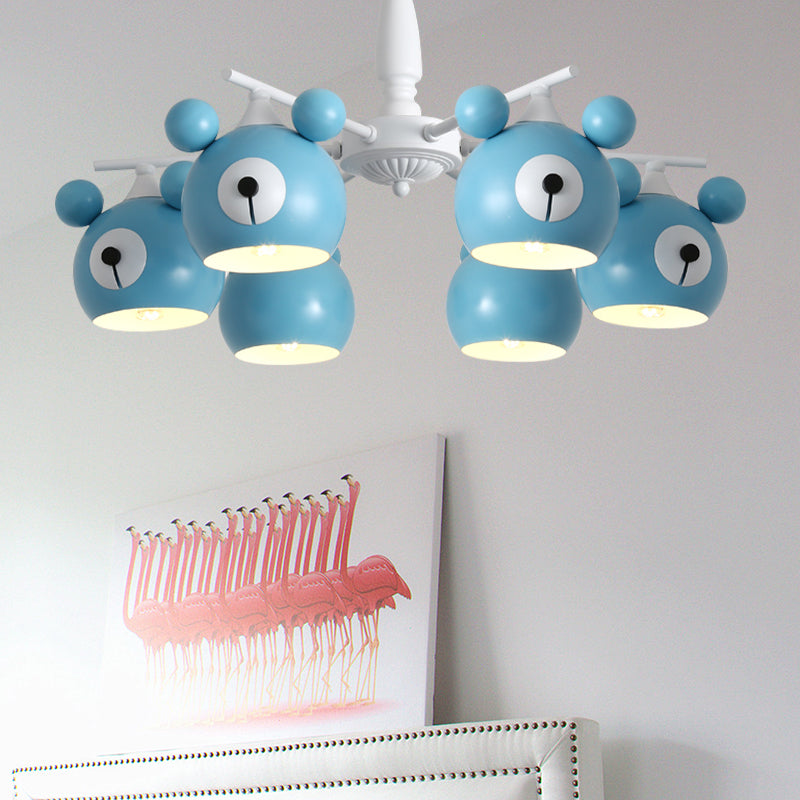 Nordic Mouse Pendant Lights 5/6 Lights Metal Hanging Lamp Fixture for Bedroom 6 Blue Clearhalo 'Ceiling Lights' 'Chandeliers' Lighting' options 200514_65ae176b-ca38-4408-81ad-67883672b217