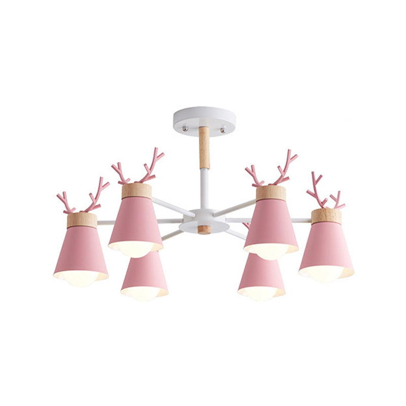 Deer Horn Kids Room Lighting Pendant Chandelier Iron Modern Fashion Hanging Chandelier Clearhalo 'Ceiling Lights' 'Chandeliers' Lighting' options 200532