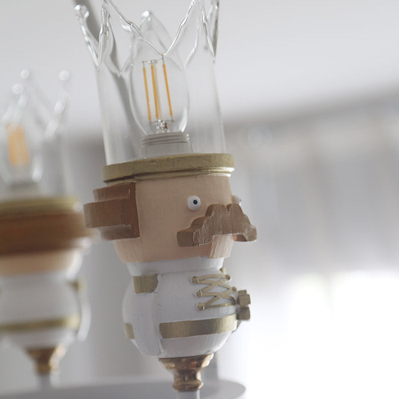 Resin King Hanging Light Cartoon 3 Lights Hanging Chandelier in White for Child Bedroom Clearhalo 'Ceiling Lights' 'Chandeliers' Lighting' options 200554