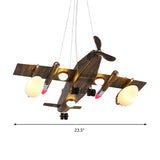 Modern Fighter Plane Hanging Chandelier Wooden Hanging Ceiling Lamp in Bronze for Bedroom Clearhalo 'Ceiling Lights' 'Chandeliers' Lighting' options 200655