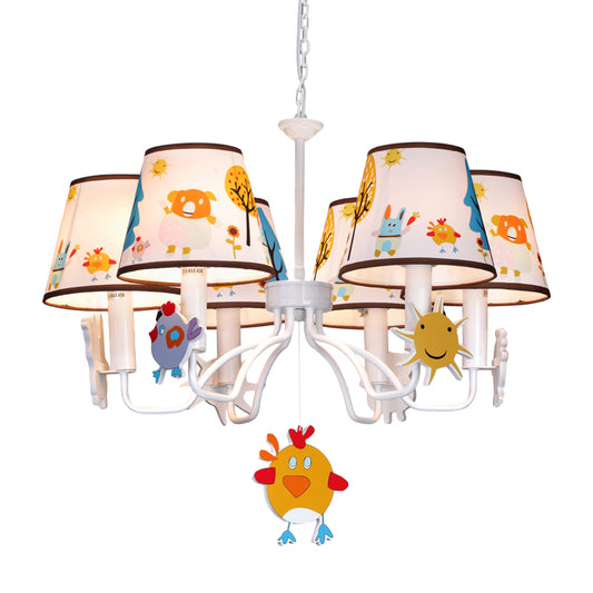Fabric Tapered Shade Hanging Lights Cartoon Hanging Ceiling Lamp in White for Bedroom Clearhalo 'Ceiling Lights' 'Chandeliers' Lighting' options 200671