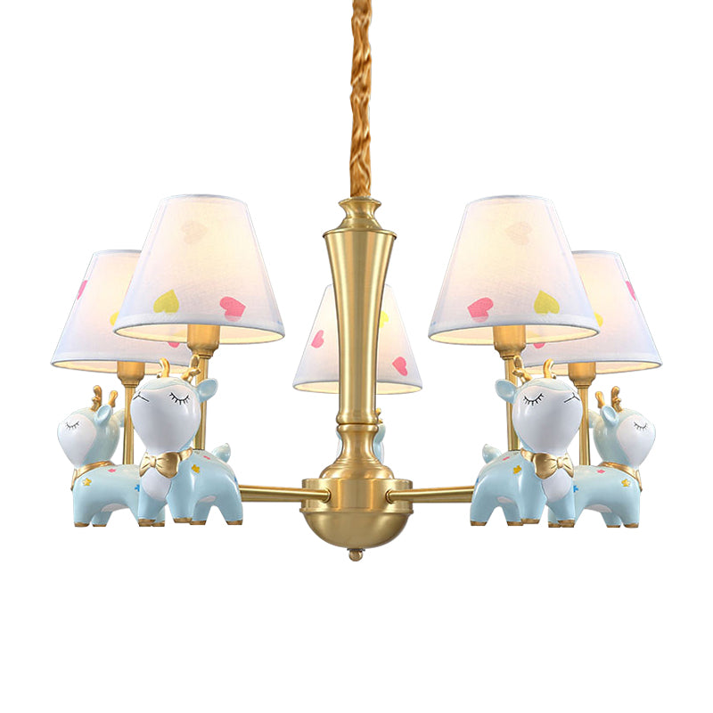 Contemporary Tapered Shade Hanging Light Fixture with Deer Metal Hanging Chandelier for Living Room Clearhalo 'Ceiling Lights' 'Chandeliers' Lighting' options 200751