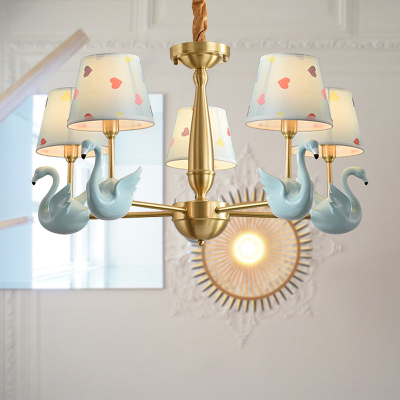 Kindergarten Swan Hanging Chandelier Fabric Art Deco Hanging Pendant Lights 5 Blue Clearhalo 'Ceiling Lights' 'Chandeliers' Lighting' options 200795_eec8e99e-ba2c-4207-a1ff-ba6e537795e1