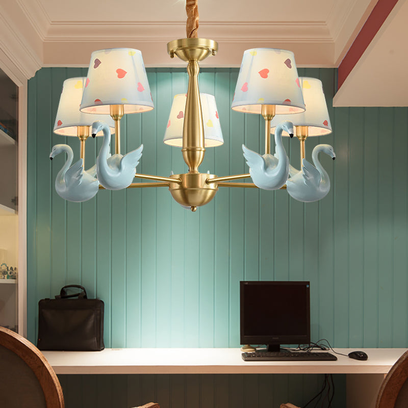Kindergarten Swan Hanging Chandelier Fabric Art Deco Hanging Pendant Lights Clearhalo 'Ceiling Lights' 'Chandeliers' Lighting' options 200796