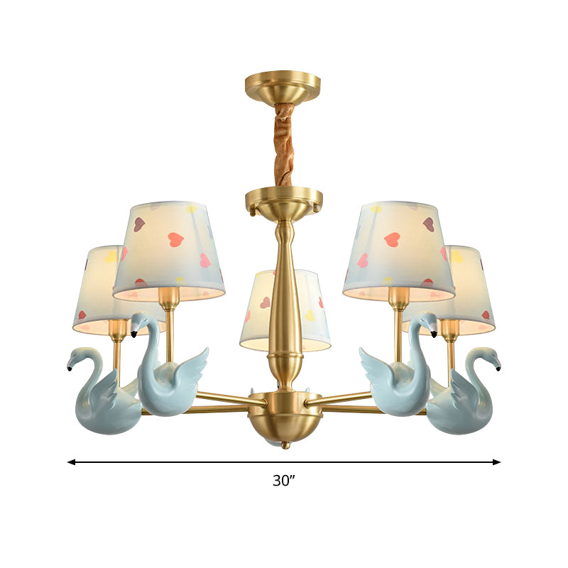Kindergarten Swan Hanging Chandelier Fabric Art Deco Hanging Pendant Lights Clearhalo 'Ceiling Lights' 'Chandeliers' Lighting' options 200798