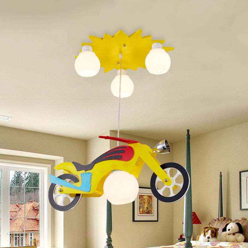 Yellow Motor Hanging Lights Cartoon Metal Hanging Lamp for Kid Bedroom Clearhalo 'Ceiling Lights' 'Chandeliers' Lighting' options 200844